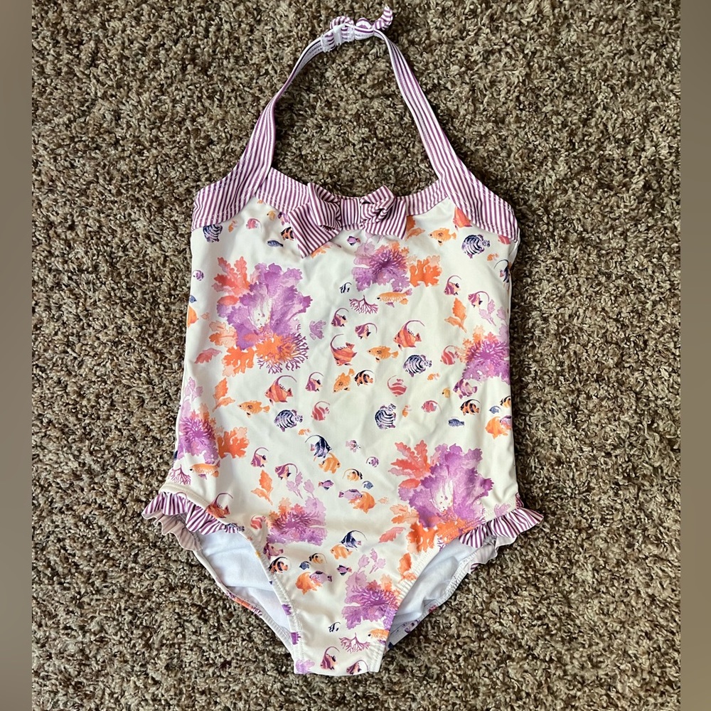 GUC Janie & Jack 1 piece tropical halter swimsuit size 8